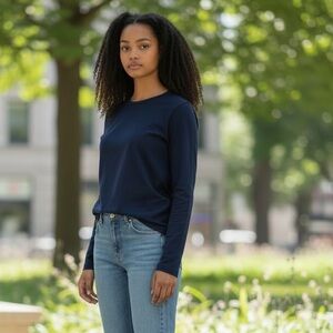 Lucky Brand Navy Long Sleeve Tee Cotton Modal Blend Size XL